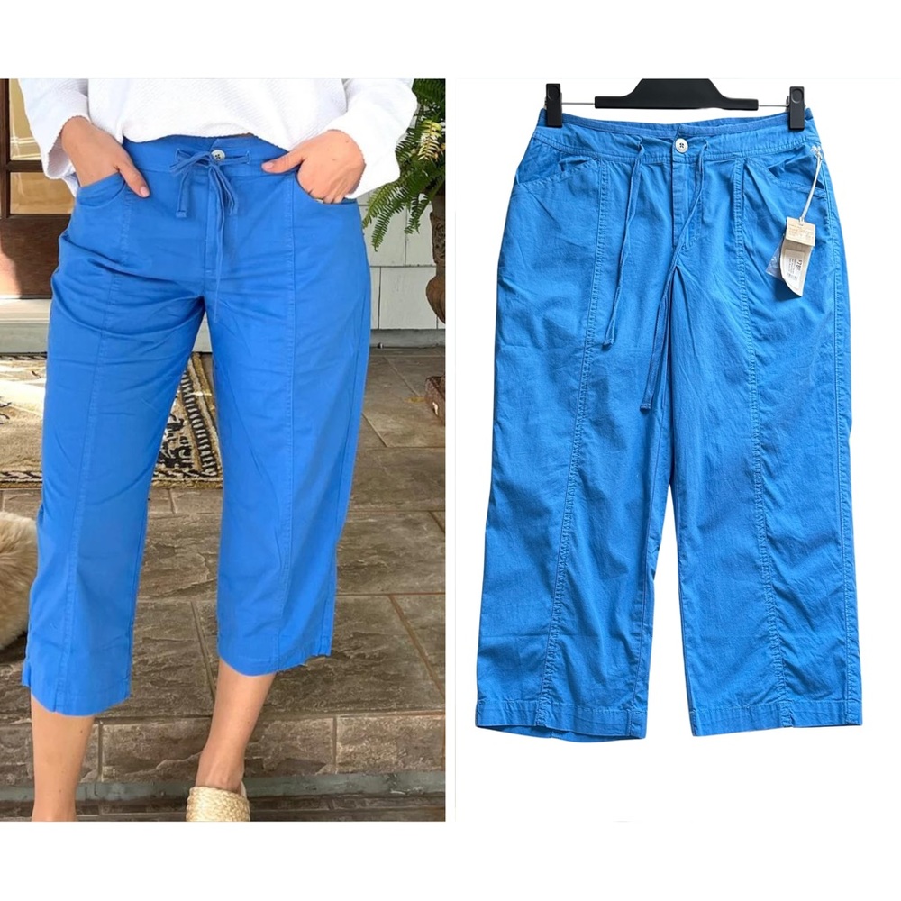 Escape By Habitat Capri Pants Women XS Cotton Blend Salt Wash Poplin Marina Blue